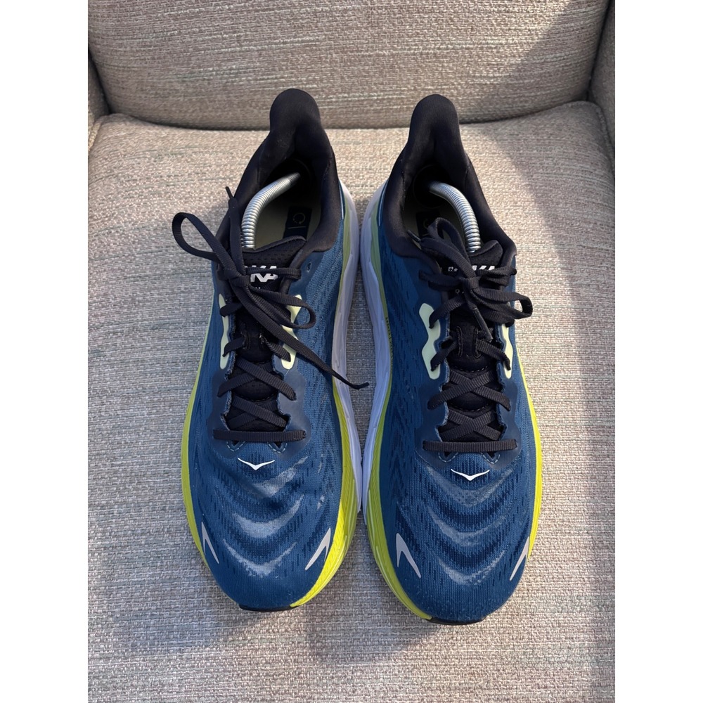 Hoka Arahi 6 Mens Running Shoes Blue Lime Green Stability Sneakers 11.5 D - Picture 3 of 9